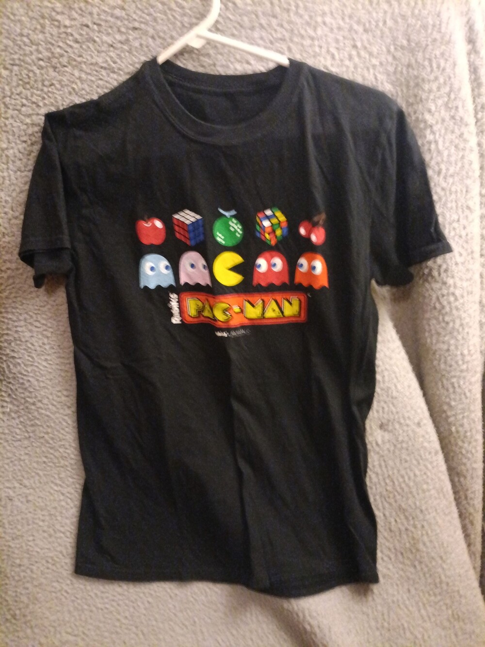 Pac-Man Black Short Sleeve T-Shirt Large Arcade Graphic 3506c